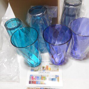 NEW SET 8 US ACRYLIC PLASTIC REUSABLE 20 OZ DRINKING GLASSES TUMBLERS COASTAL